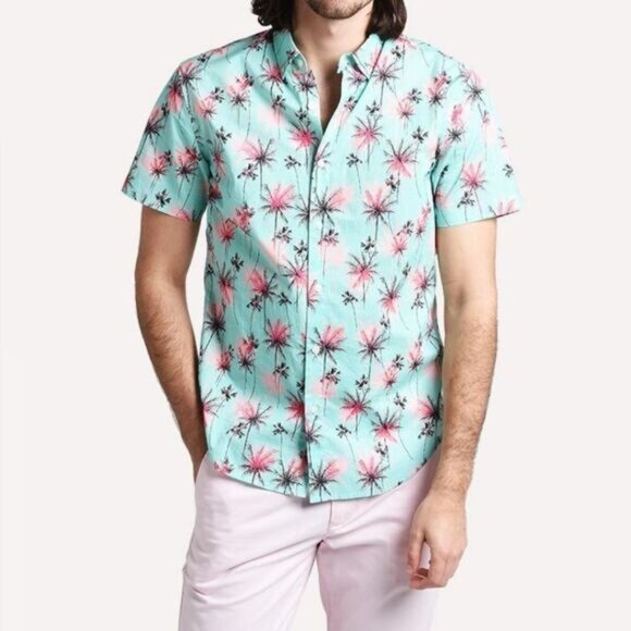 Bonobos Palm Tree Shirt Button Down Short Sleeve Size Large - Picture 2 of 6